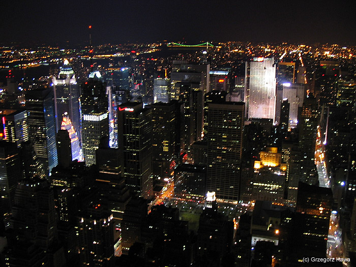 The night view from the open-air 86th floor observatory of the Empire State Building.